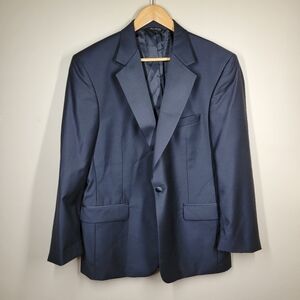 Jos A. Bank Black Wool One Button Tuxedo Suit Blazer Jacket 42R Single Vent